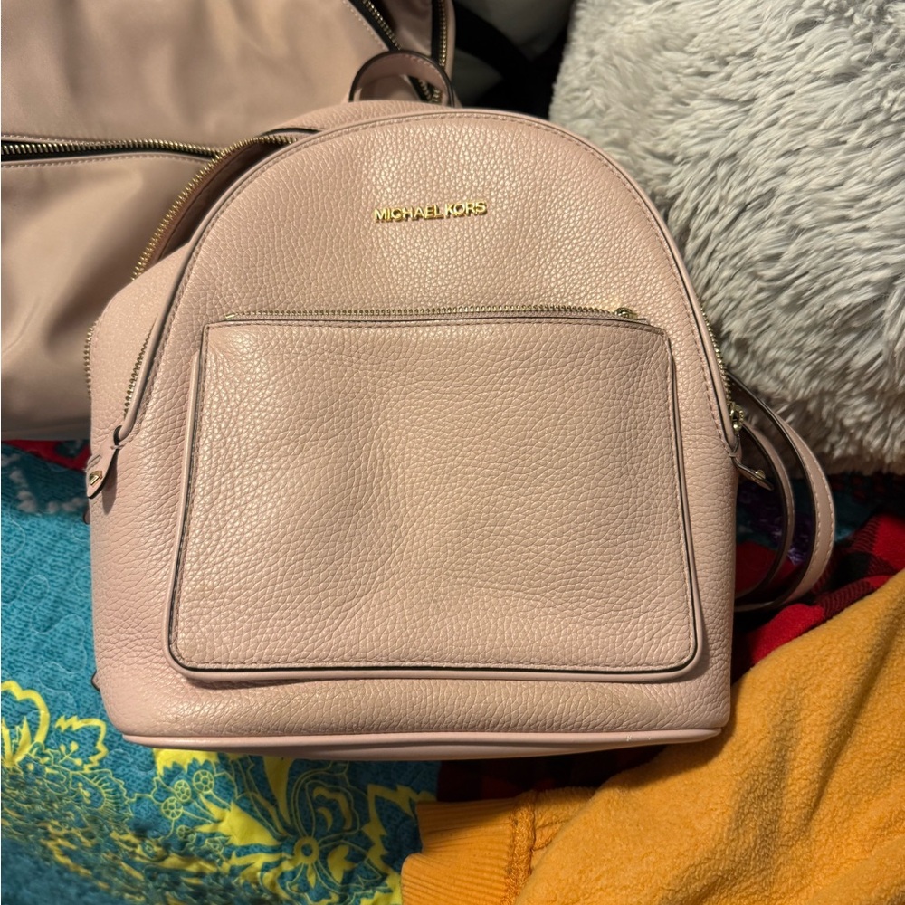 Michael Kors Pink Backpack with Gold-Tone Hardware